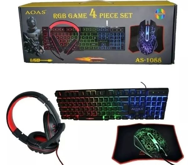 Kit Gamer Rgb 4 Piezas Set Aoas