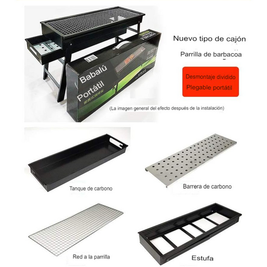 PARRILLA DE CARBON PORTATIL - ACERO