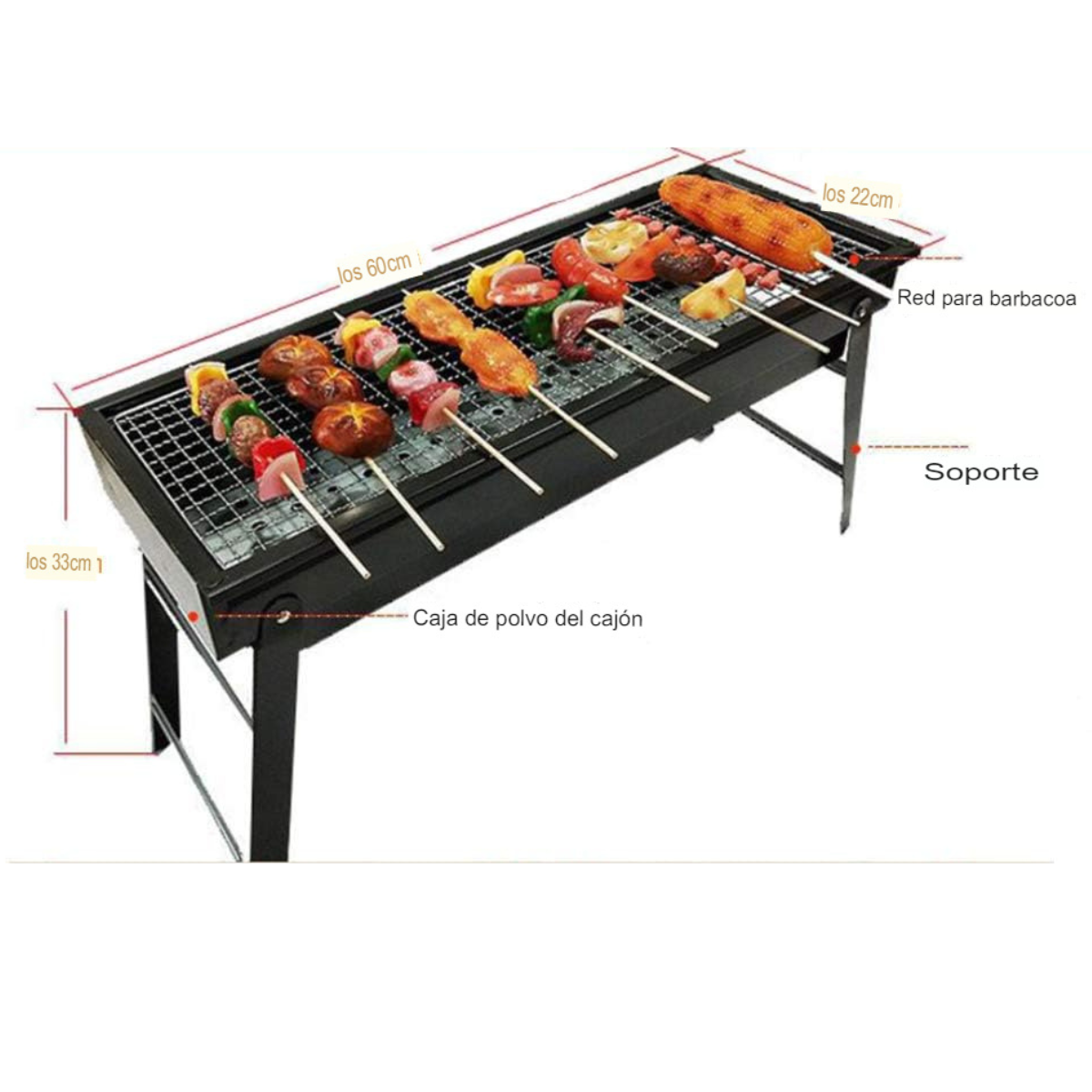 PARRILLA DE CARBON PORTATIL - ACERO