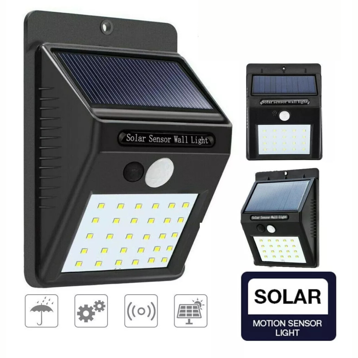 PACK VIRELA - 4 FOCOS SOLARES 30 LED CON SENSOR