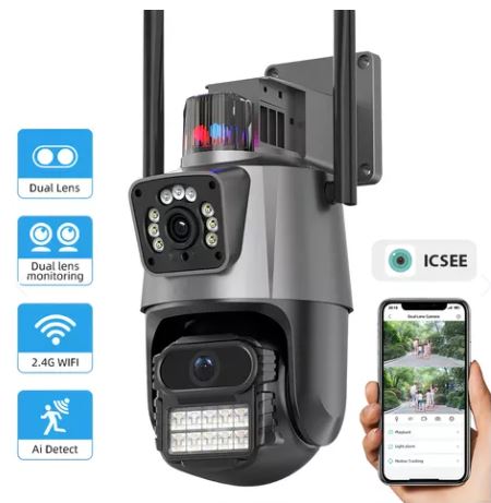 CÁMARA DOMO WIFI DOBLE LENTE CON ALARMA