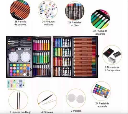 MALETA DE ARTE PROFESIONAL 145 PIEZAS