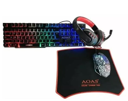 Kit Gamer Rgb 4 Piezas Set Aoas