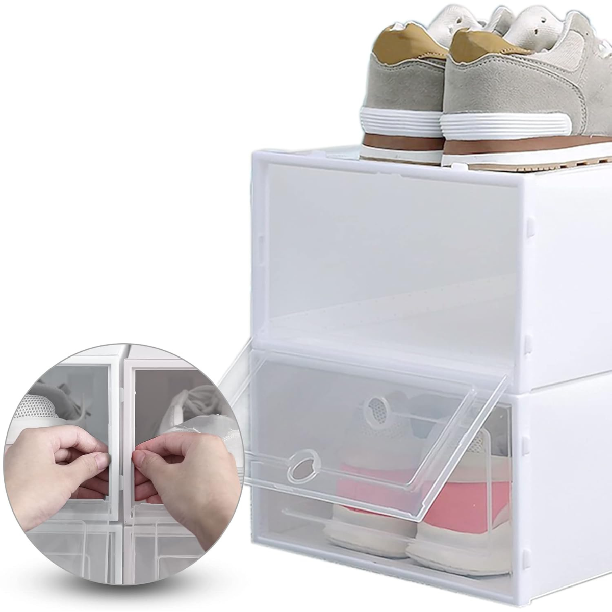 PACK VIRELA - 5 CAJAS APILABLES Y PLEGABLES PARA ZAPATOS