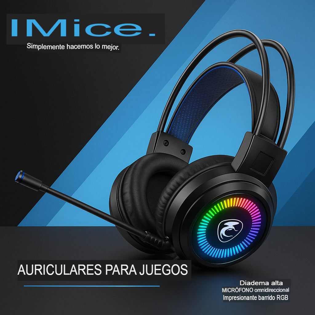 AUDÍFONOS GAMER CON MICRÓFONO Y LUCES LED