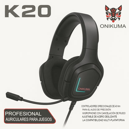 AUDÍFONOS GAMER K20 CON MICRÓFONO