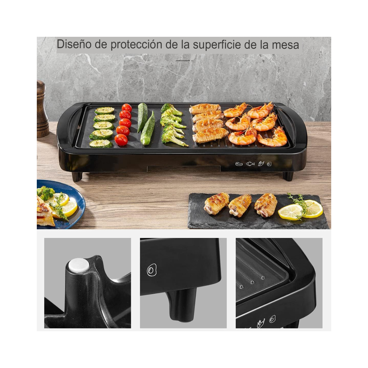 PARRILLA ELÉCTRICA CON ANTIADHERENTE
