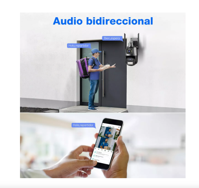 CÁMARA DOMO WIFI DOBLE LENTE CON ALARMA