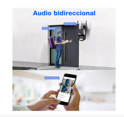 CÁMARA DOMO WIFI DOBLE LENTE CON ALARMA
