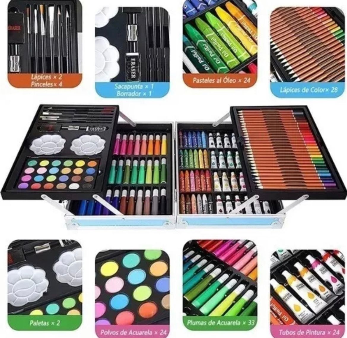 MALETA DE ARTE PROFESIONAL 145 PIEZAS