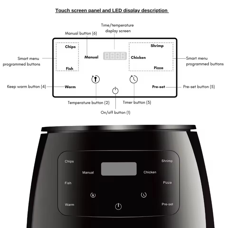 FREIDORA DE AIRE PANEL TOUCH 6L