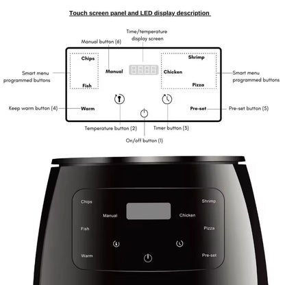 FREIDORA DE AIRE PANEL TOUCH 6L