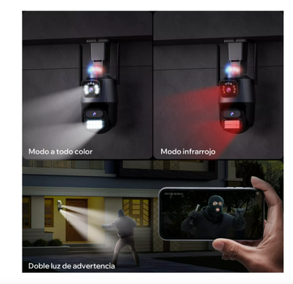 CÁMARA DOMO WIFI DOBLE LENTE CON ALARMA
