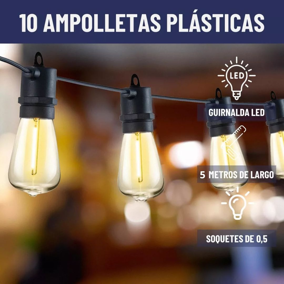 GUIRNALDA 5 METROS -10 LUCES IMPERMEABLES