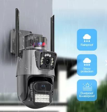 CÁMARA DOMO WIFI DOBLE LENTE CON ALARMA