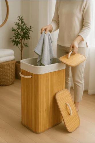 CANASTO PARA ROPA DE BAMBU