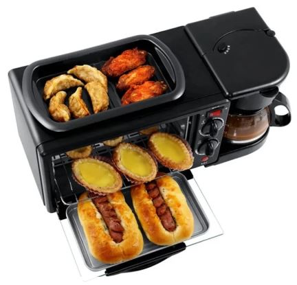 ESTACION DE DESAYUNO 3 EN 1 - CAFETERA HORNO PARRILLA